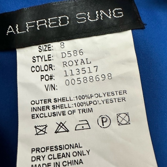 NWT! $325 Alfred Sung high/low silhouette V- Neck Swingy full skirt Size 8 - Picture 10 of 11